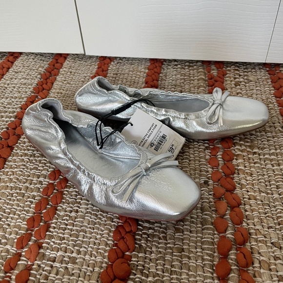 Zara metallic silver ballet flats - size 6 - NWT - Picture 6 of 6